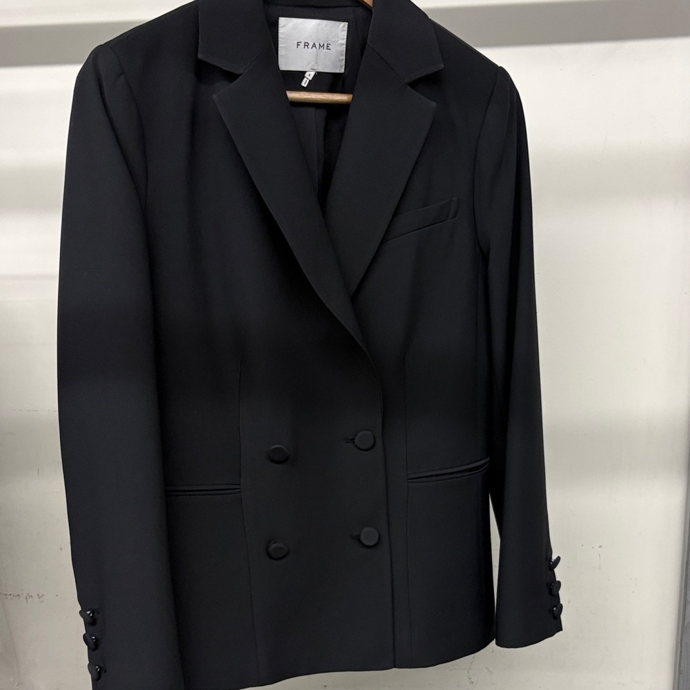 Frame Denim noir Double-Breasted Blazer